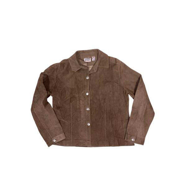 Chico's Design Tops - Chico’s Women’s Small Genuine Suede Leather Shirt Jacket Boho Western Shacket